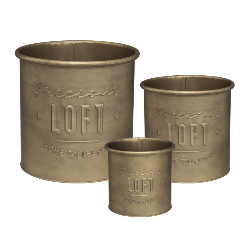 Set 3 ghivece flori Golden Loft, metal, 20.3xH18.5 cm, 24.5xH.23.5 cm, 30xH30.4cm