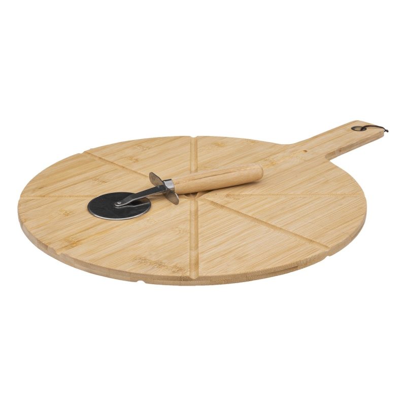 Platou servire Pizza, rola inclusa, bambus, 37x50 cm