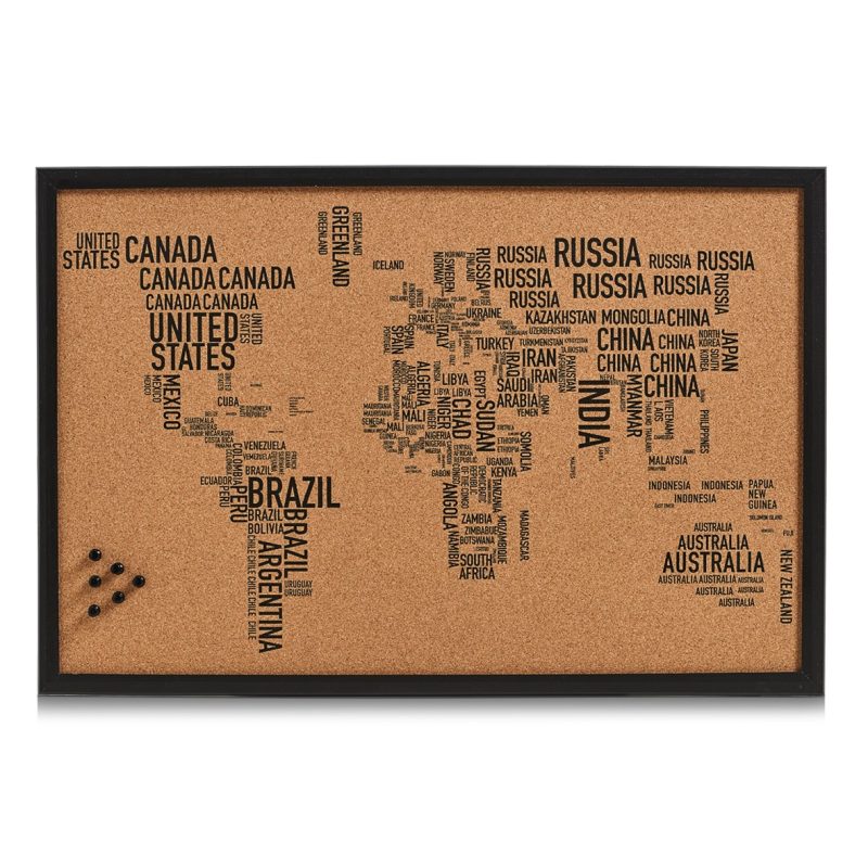 Panou memo World Letters, pluta, 60x40 cm