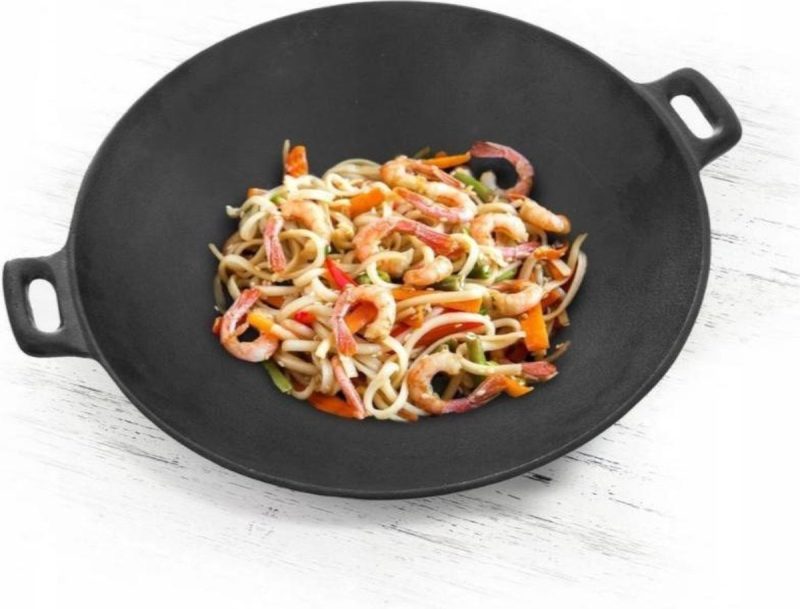 Tigaie wok Vietnam, fonta pura, 30 cm