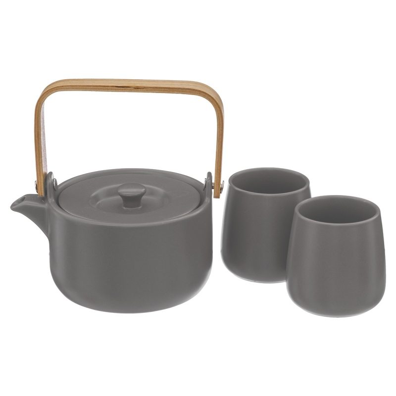 Set ceainic si 2 cani SG Taypi, ceramica, bej, 500 ml