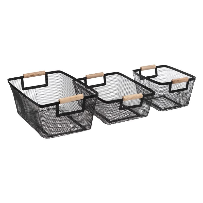 Set 3 cutii depozitare Zamos, metal, negru, 24.5x17.5x11cm, 31.5x23x13cm, 36.5x23x15cm