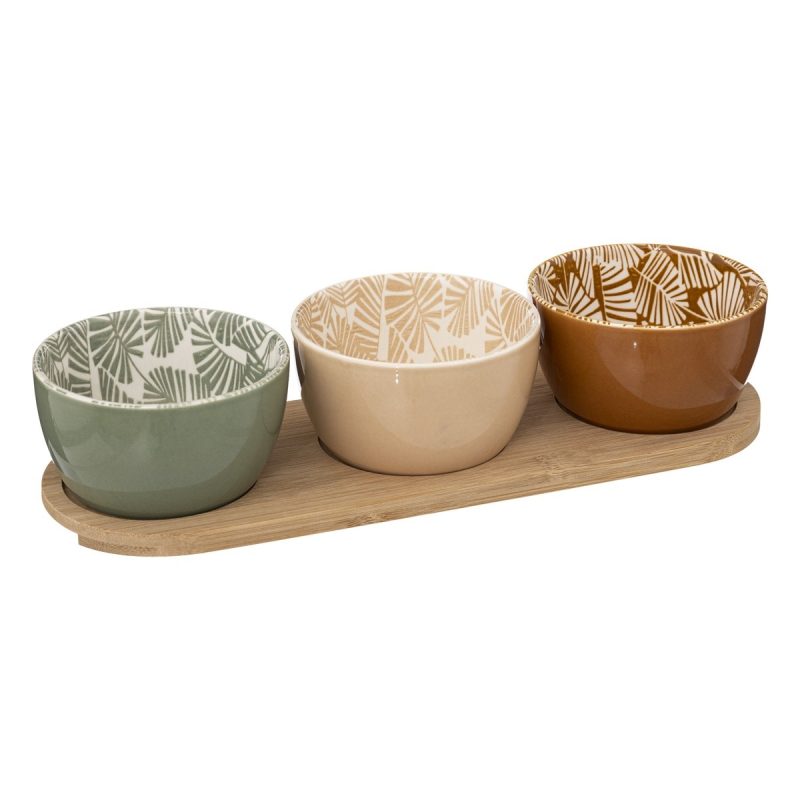 Set aperitiv Rivi, ceramica, bambus, 30 x 10 x H 6 cm