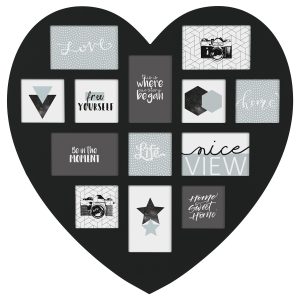 Ansamblu rame foto Black Heart, MDF, 59 x 1,8 x H 61 cm